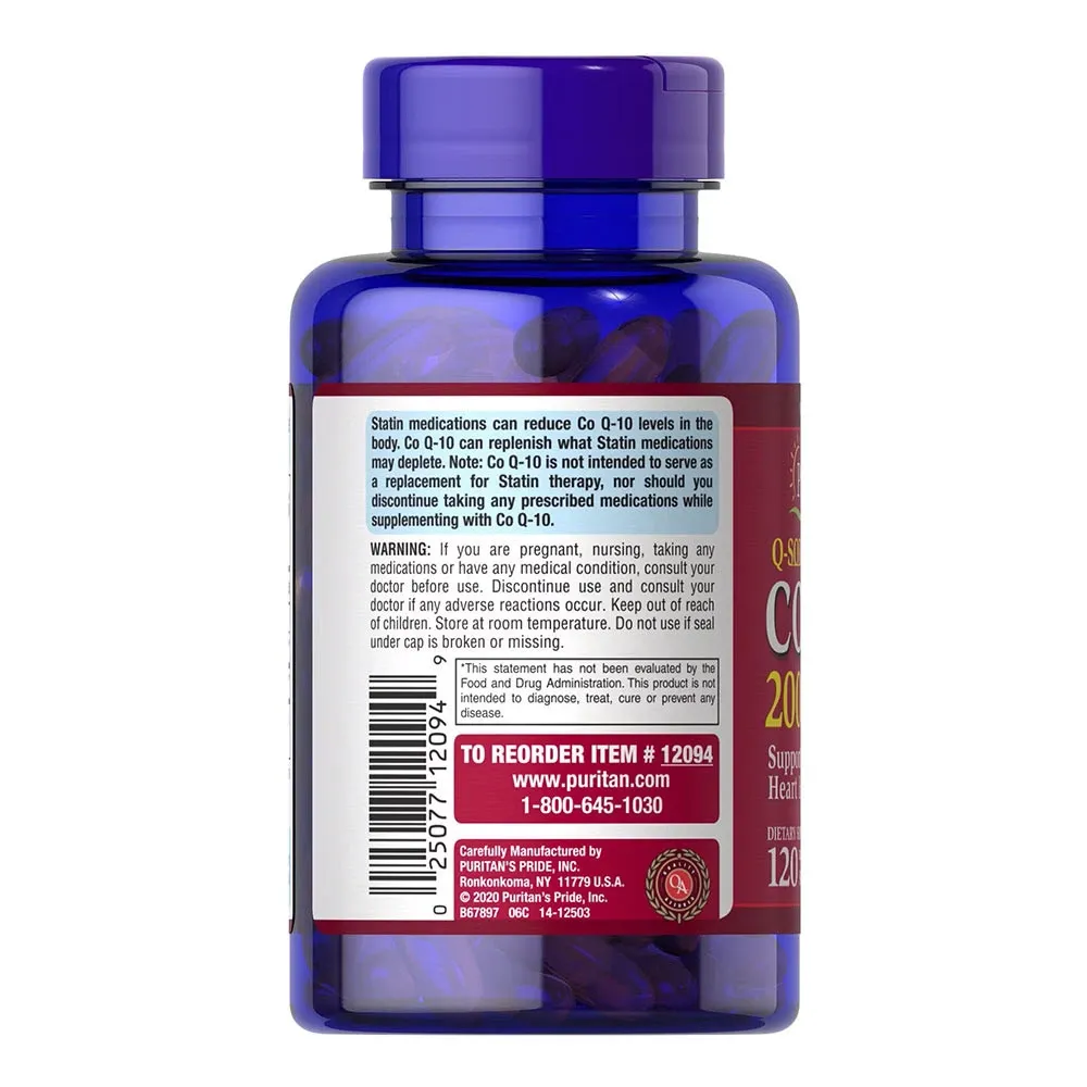 Puritans Pride CO Q-10 200 mg (120 Softgels) - imagine 7