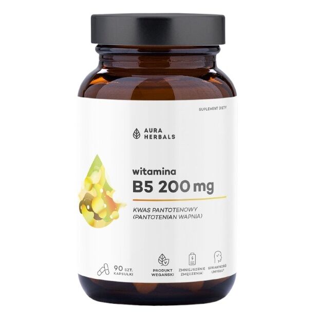 Aura Herbals - Pantothensyre (vitamin B5) 200 mg, 90 kapsler