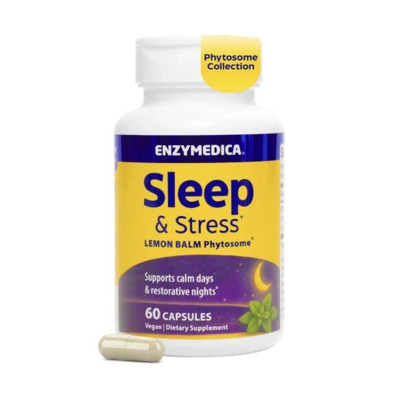 Enzymedica - Sleep & Stress Phytosome cu melisă - 60 de capsule vegetale - Viking Supplements