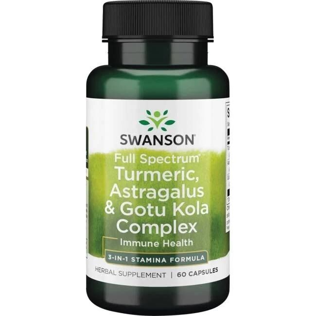 Swanson - Full Spectrum Gurkemeje, Astragalus & Gotu Kola Kompleks 60 kapsler
