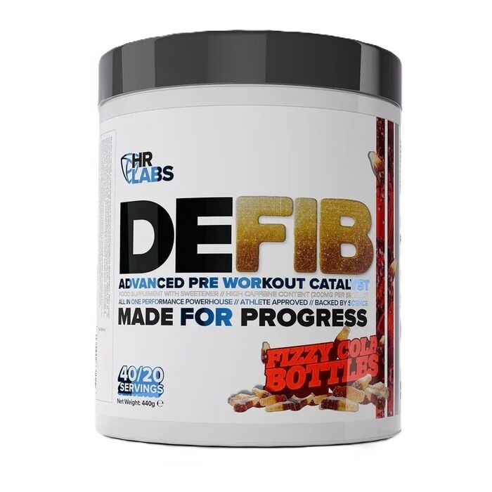 HR Labs Defib Advanced Pre Workout Catalyst, brusende cola-flasker 440 g