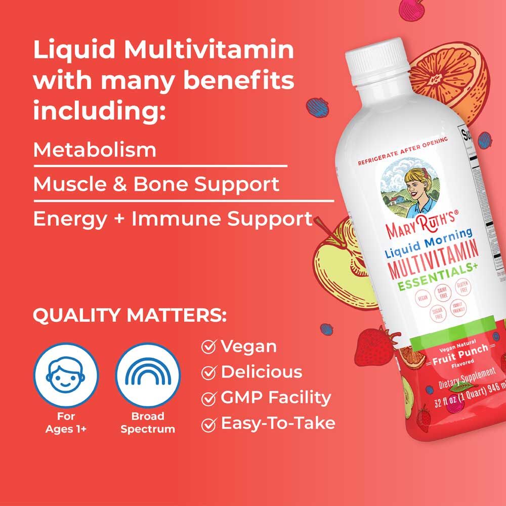 MaryRuth's Morning Multivitamin Liquid Fruit Punch 32oz (946ml) - imagine 5
