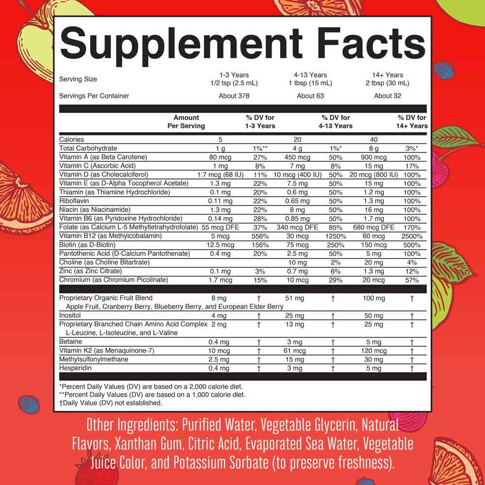 MaryRuth's Morning Multivitamin Liquid Fruit Punch 32oz (946ml) - imagine 6