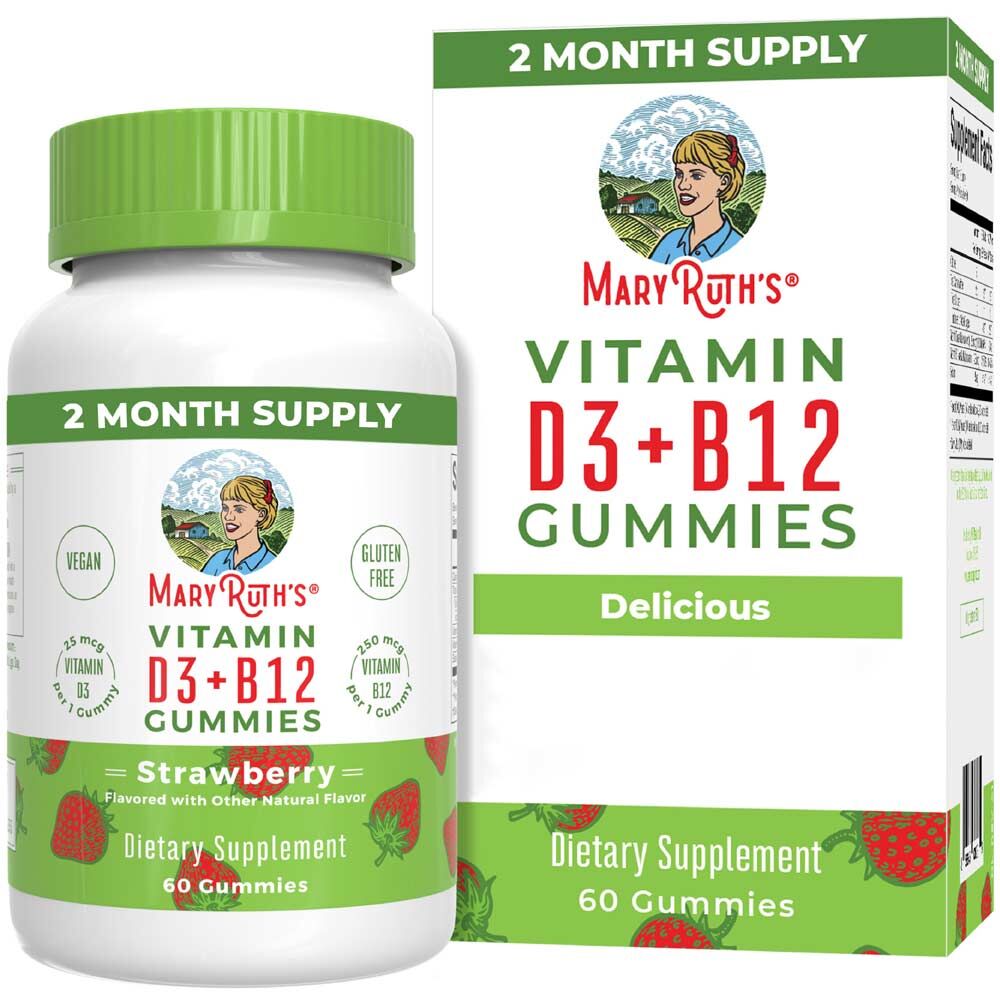 MaryRuth’s Vitamin D3+B12 Gummies Strawberry 60 gummy bears