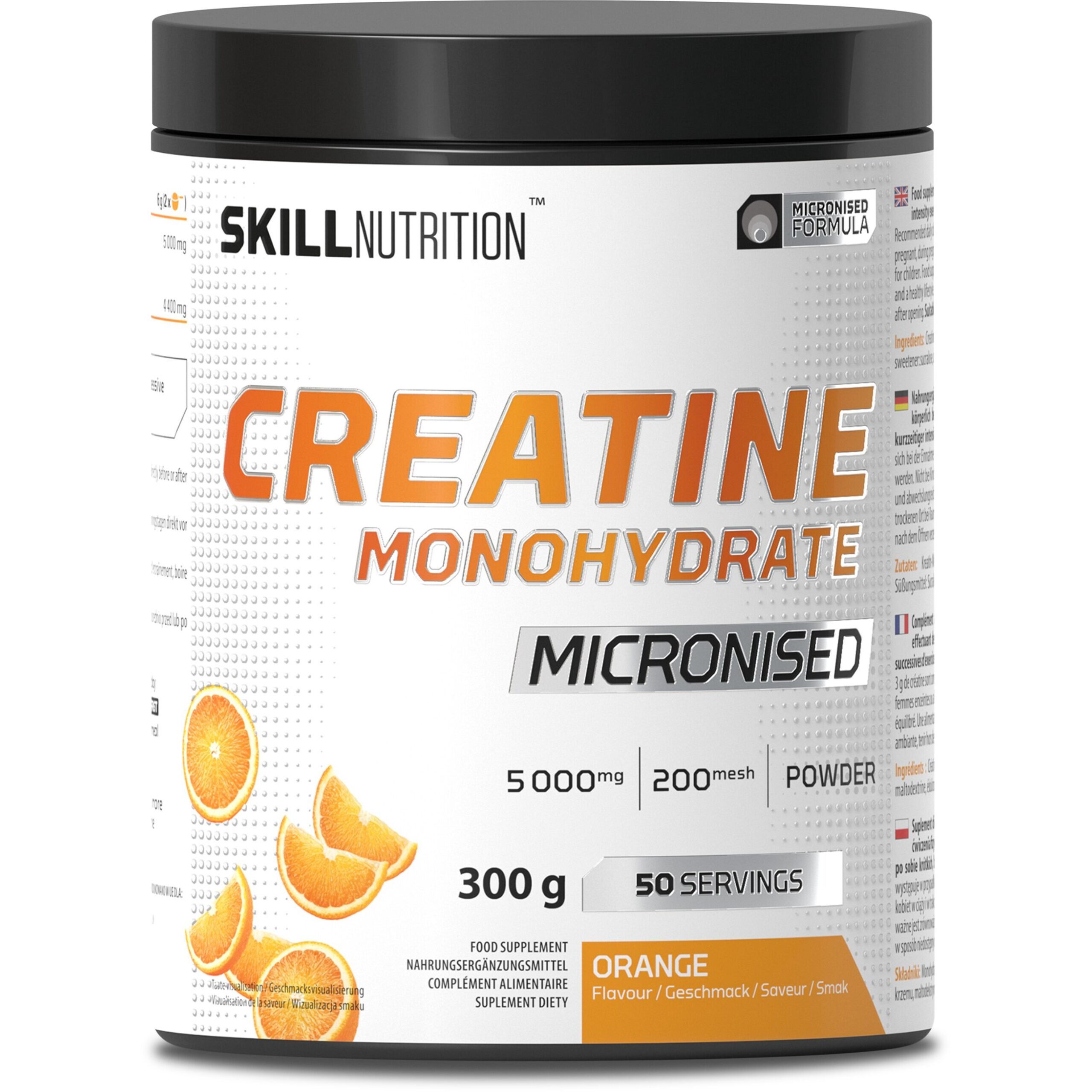Skill Nutrition - Mikroniseret kreatinmonohydrat, appelsinsmag + 300 g