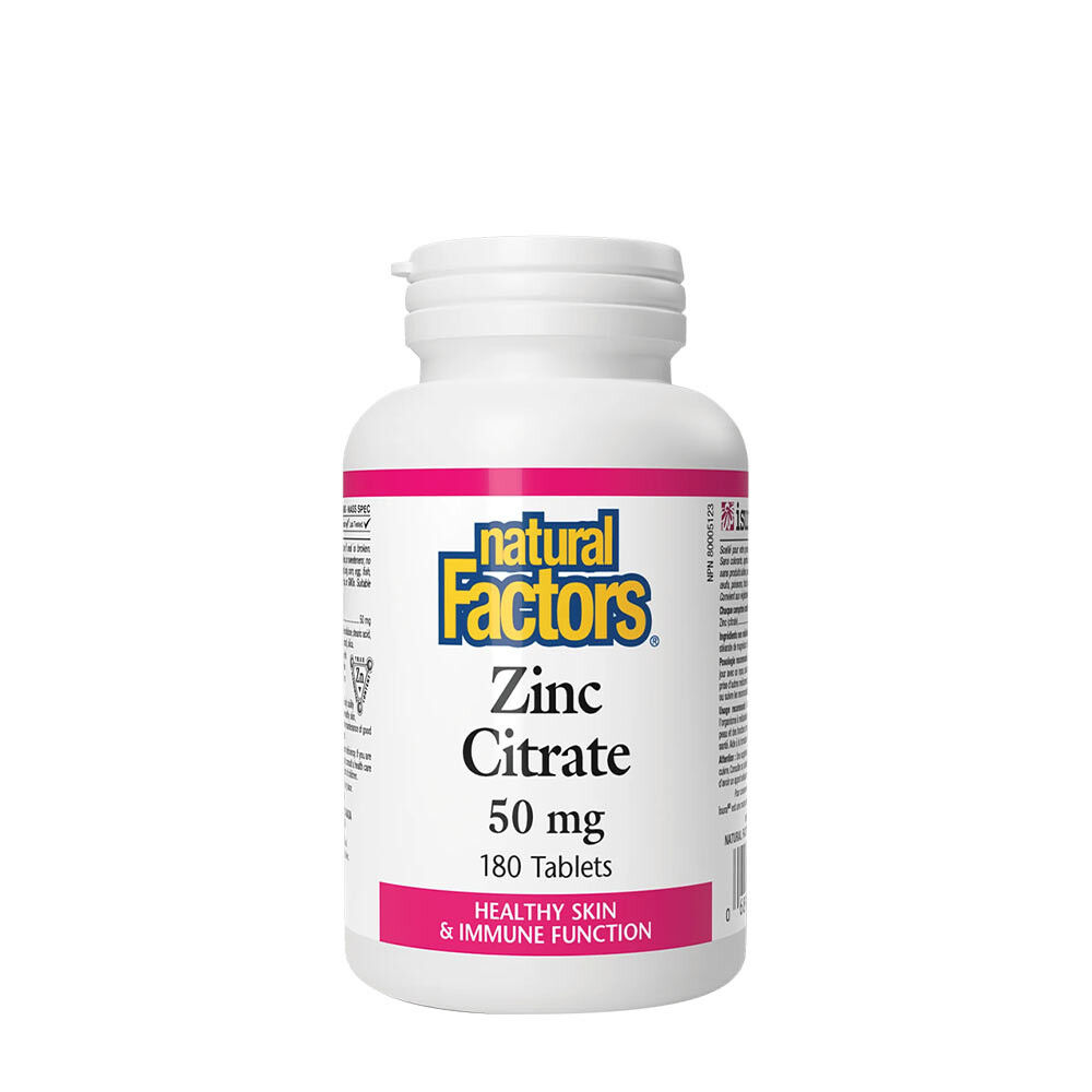 Natural Factors Zinc Citrate 50 mg (180 Tablets) - Viking Supplements