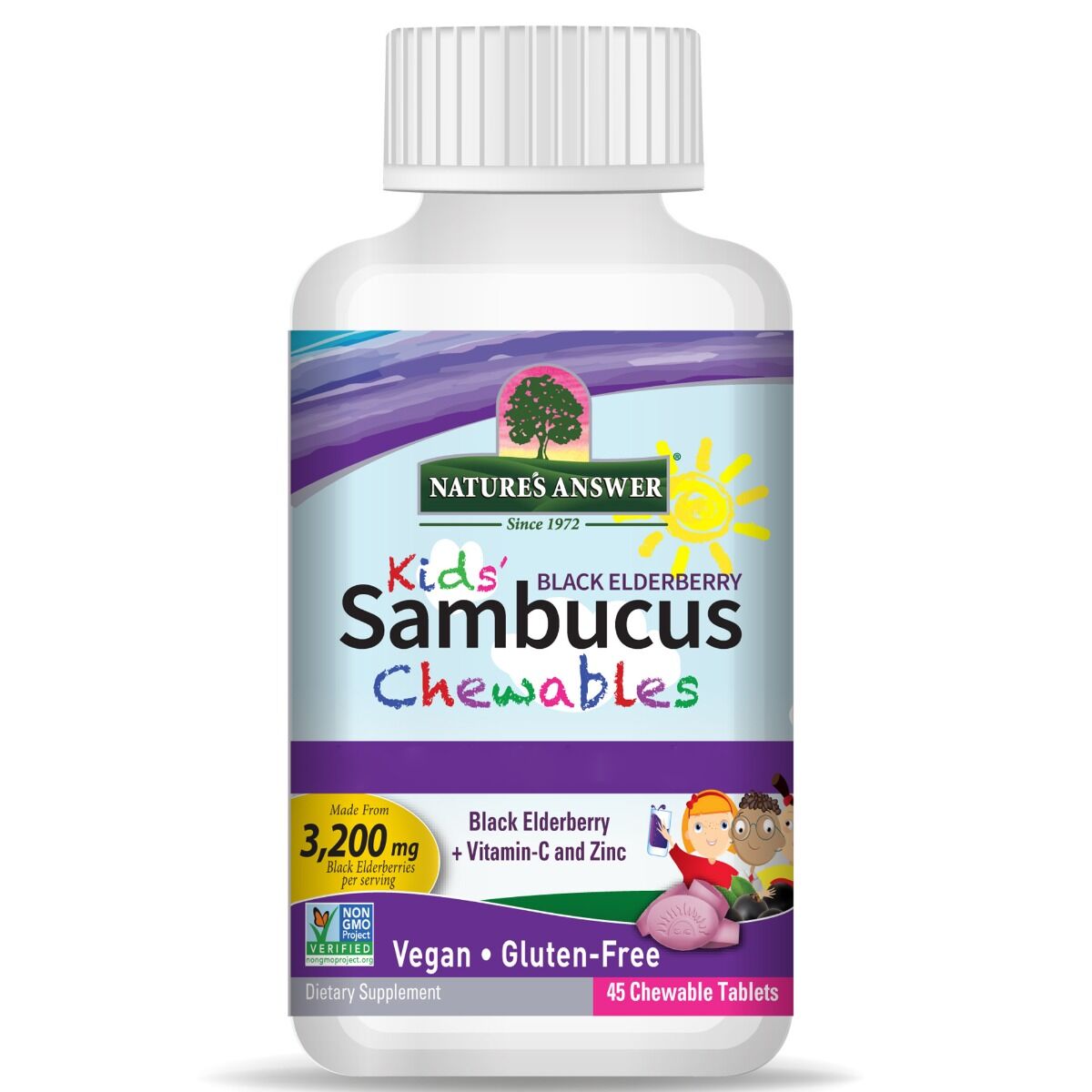 Nature's Answer - Kid's Sambucus Chewables, Black Elderberry - 45 chewable tablets