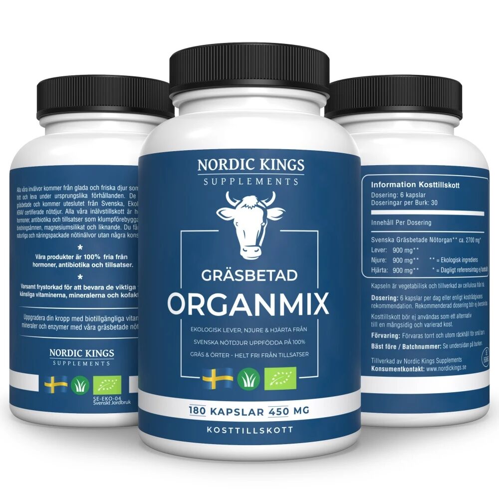 Nordic Kings 100% Amestec organic de organe de la animale hrănite cu iarbă – 180 de capsule - Viking Supplements