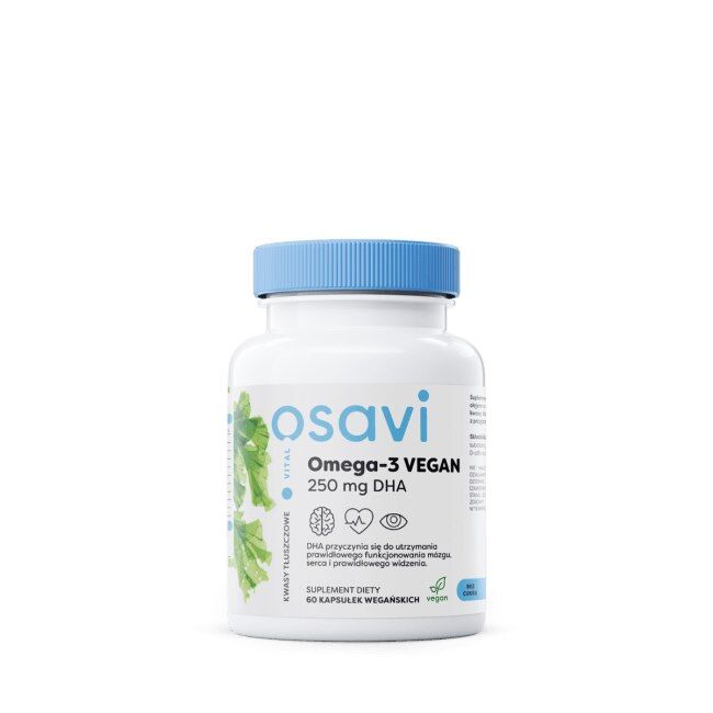 OSAVI Omega-3 VEGAN 250 mg DHA (60 vegetabilske kapsler) billede