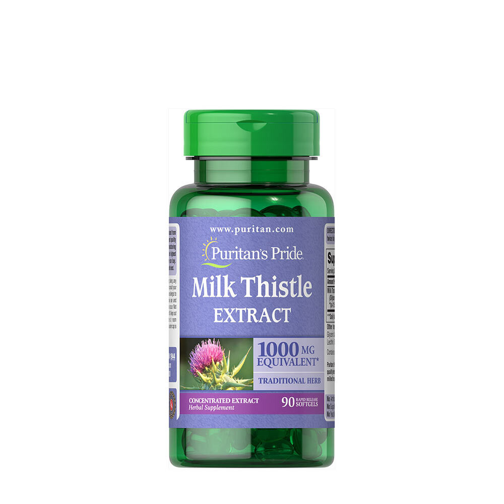 Puritans Pride Milk Thistle 4:1 Extract 1000 mg (Silymarin) (90 Softgels) - Viking Supplements