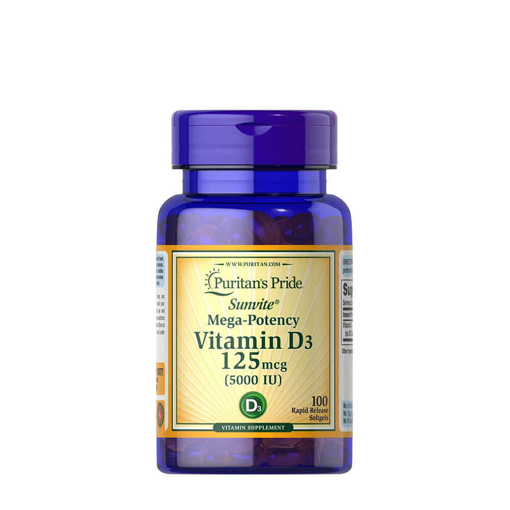 Puritan's Pride Vitamin D3 5000 IU (100 Softgels) - Viking Supplements