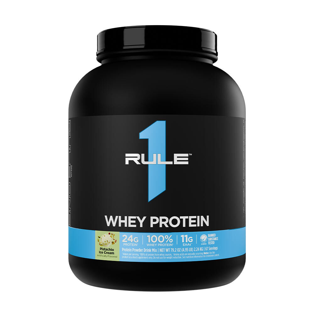 Rule1 Whey Protein – Pistachio Ice Cream – 5 lbs (67 Servings)