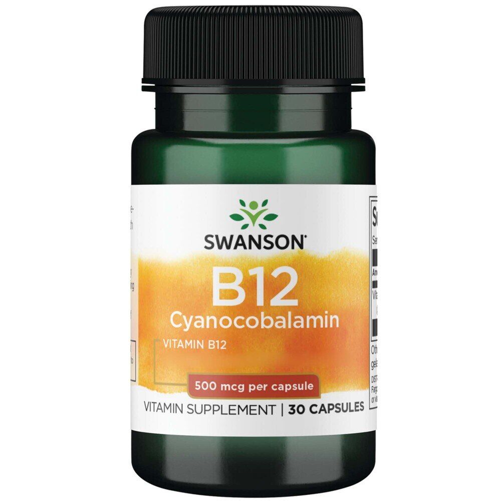 Swanson Vitamina B12 (cianocobalamină) 500 mcg, 30 capsule - Viking Supplements