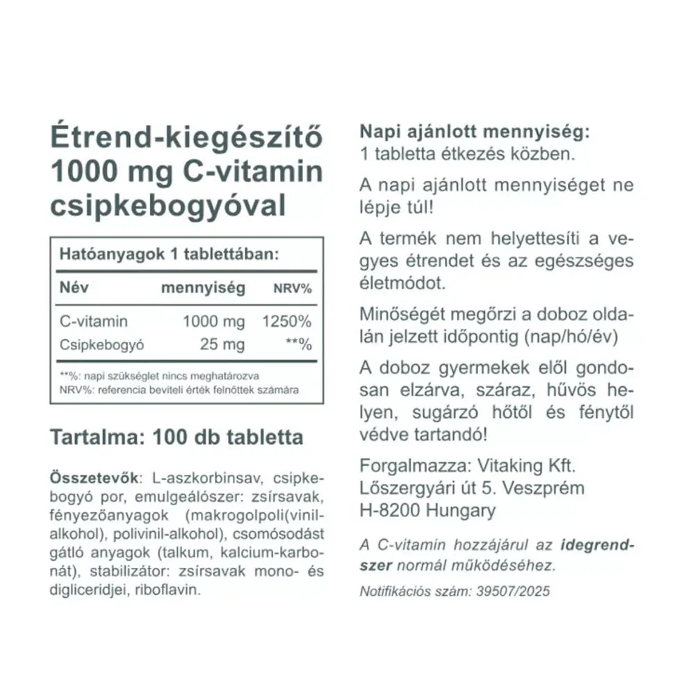 Vitaking C-1000 mg with Rosehip 25mg (100 Tablets) - imagine 2
