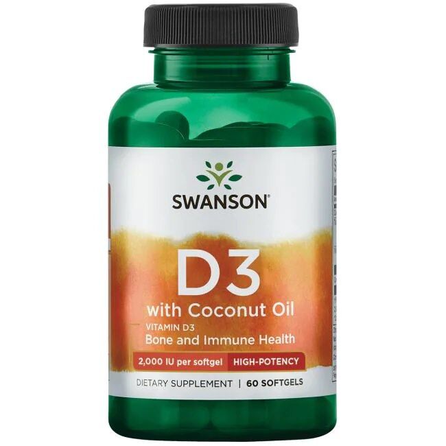 Swanson - Vitamin D-3 with Coconut Oil, 2000 IU - 60 softgels