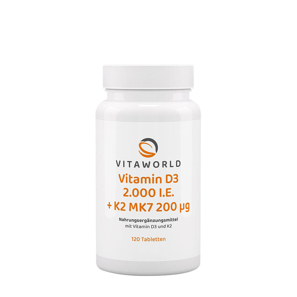 Vitaworld Vitamin D3 2000 IU + K2 MK7 200 mcg (120 Tablets) - Viking Supplements