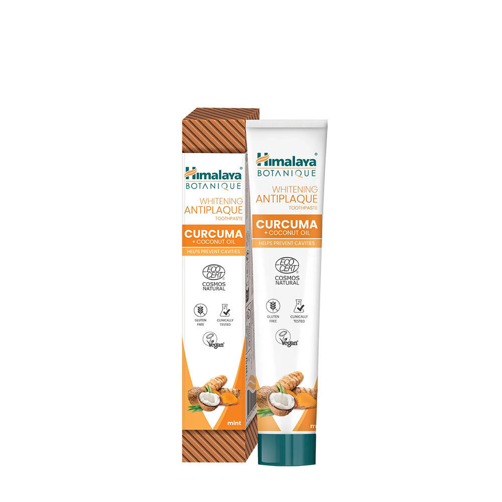 Tandpasta til tandblegning og bekæmpelse af plak med gurkemeje og kokosolie, mynte 75 ml billede